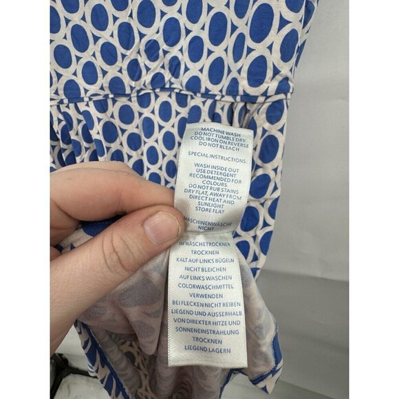 Boden Mini Dress Women 12 Blue Geometric Jersey Sleeveless Artsy Retro Funky - Picture 5 of 7